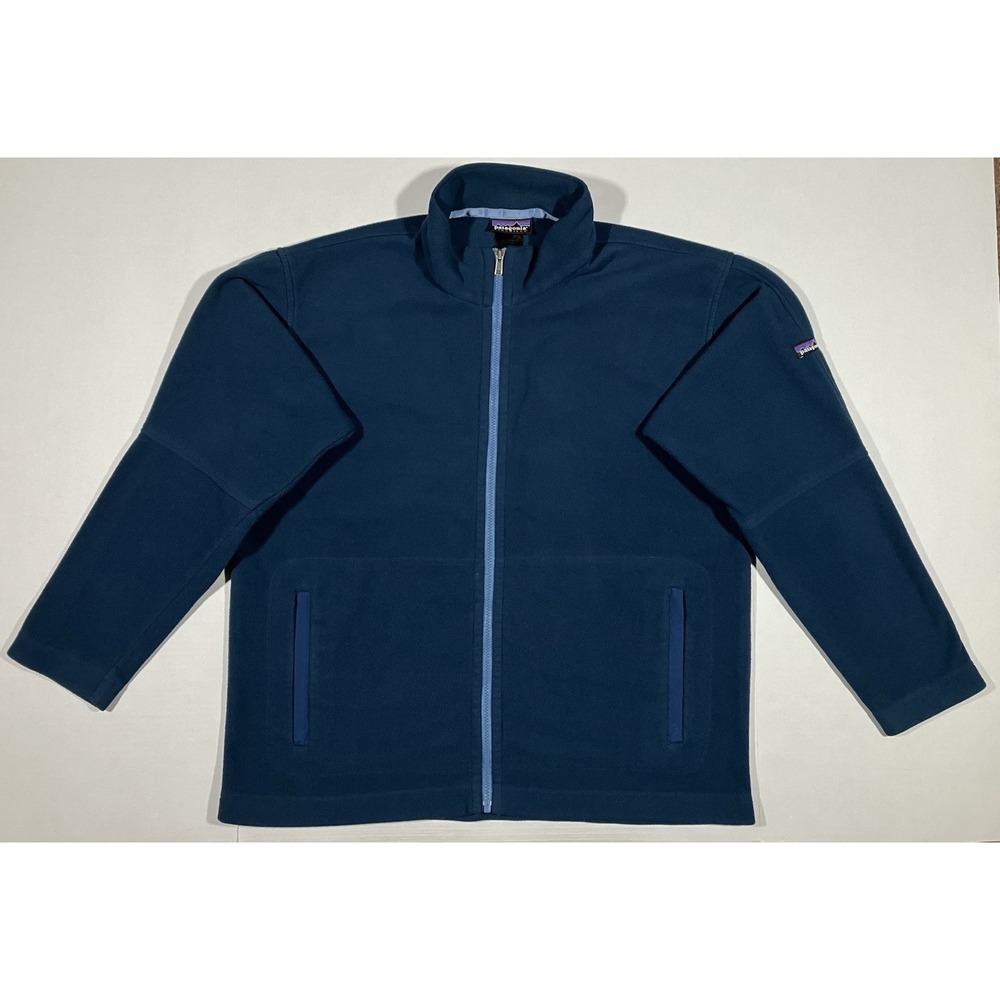Vintage Patagonia Micro Synchilla Jacket Mens 2XL Y2K Full Zip Fleece Elbow Pads